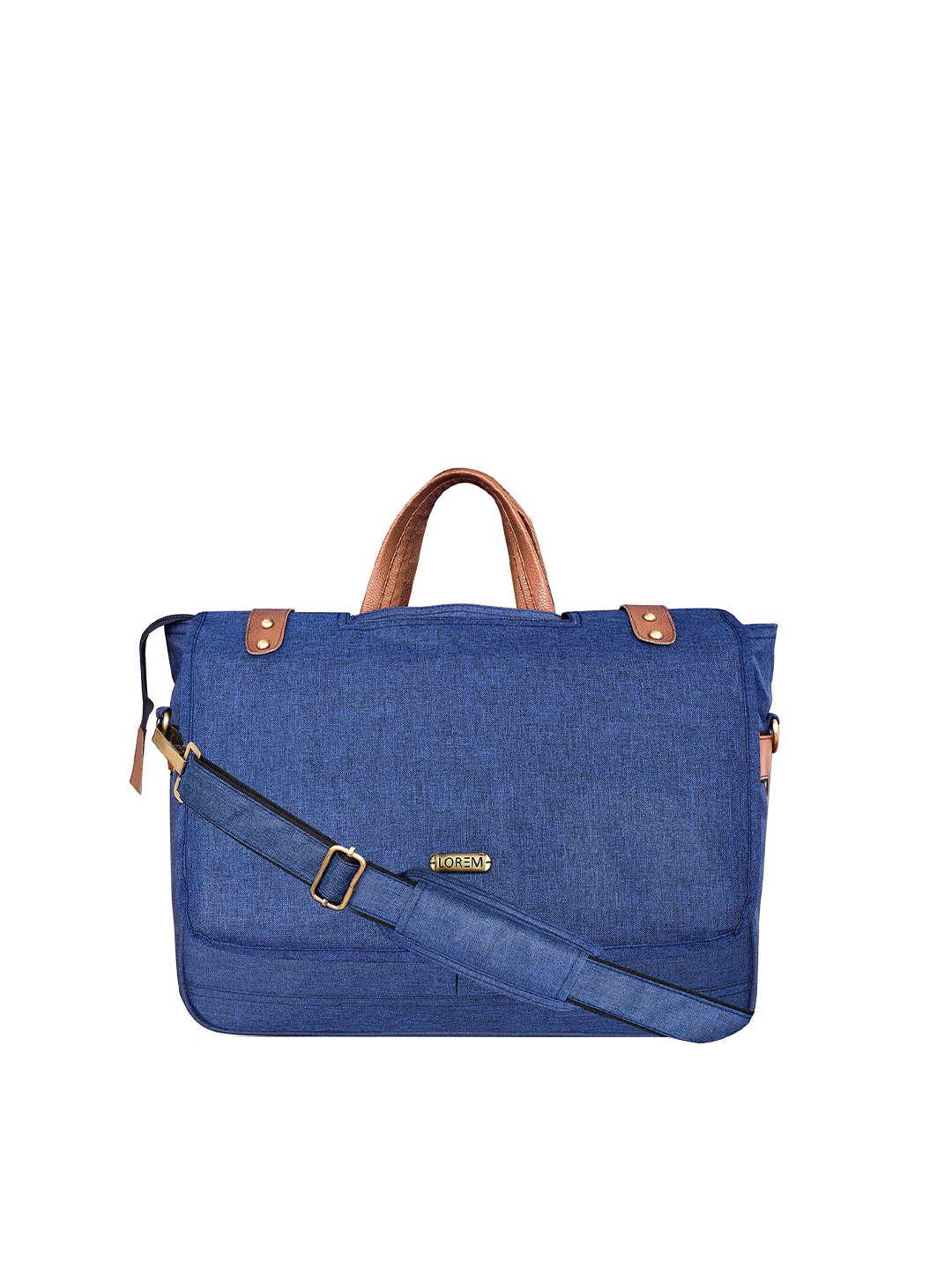 LOREM Blue & Brown Textured Laptop Bag