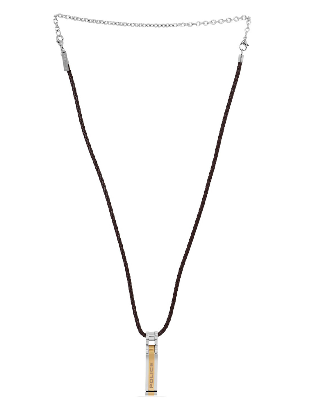 Police Men Yellow & Brown Silver Thionville  Necklace