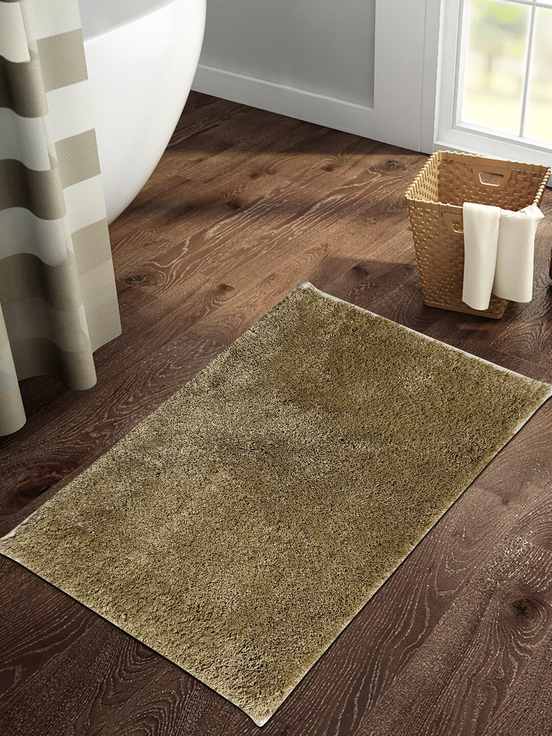 SPACES Brown Solid 2355 GSM Stain Resistant Bath Rugs