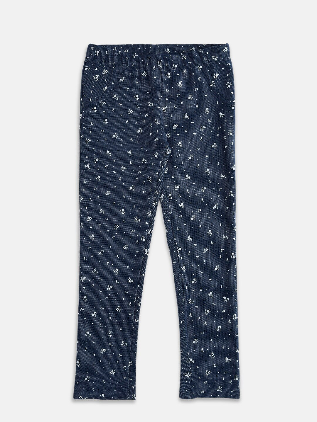 Pantaloons Junior Girls Navy Blue Printed Jeggings