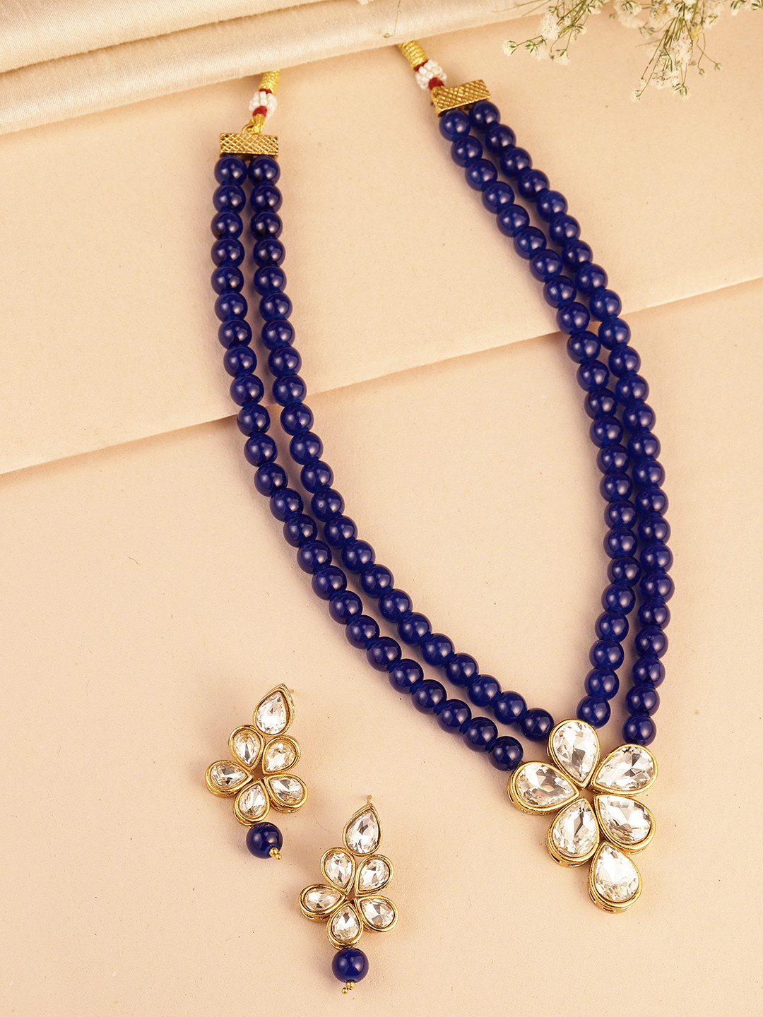 Peora Blue Gold-Plated Jewellery Set