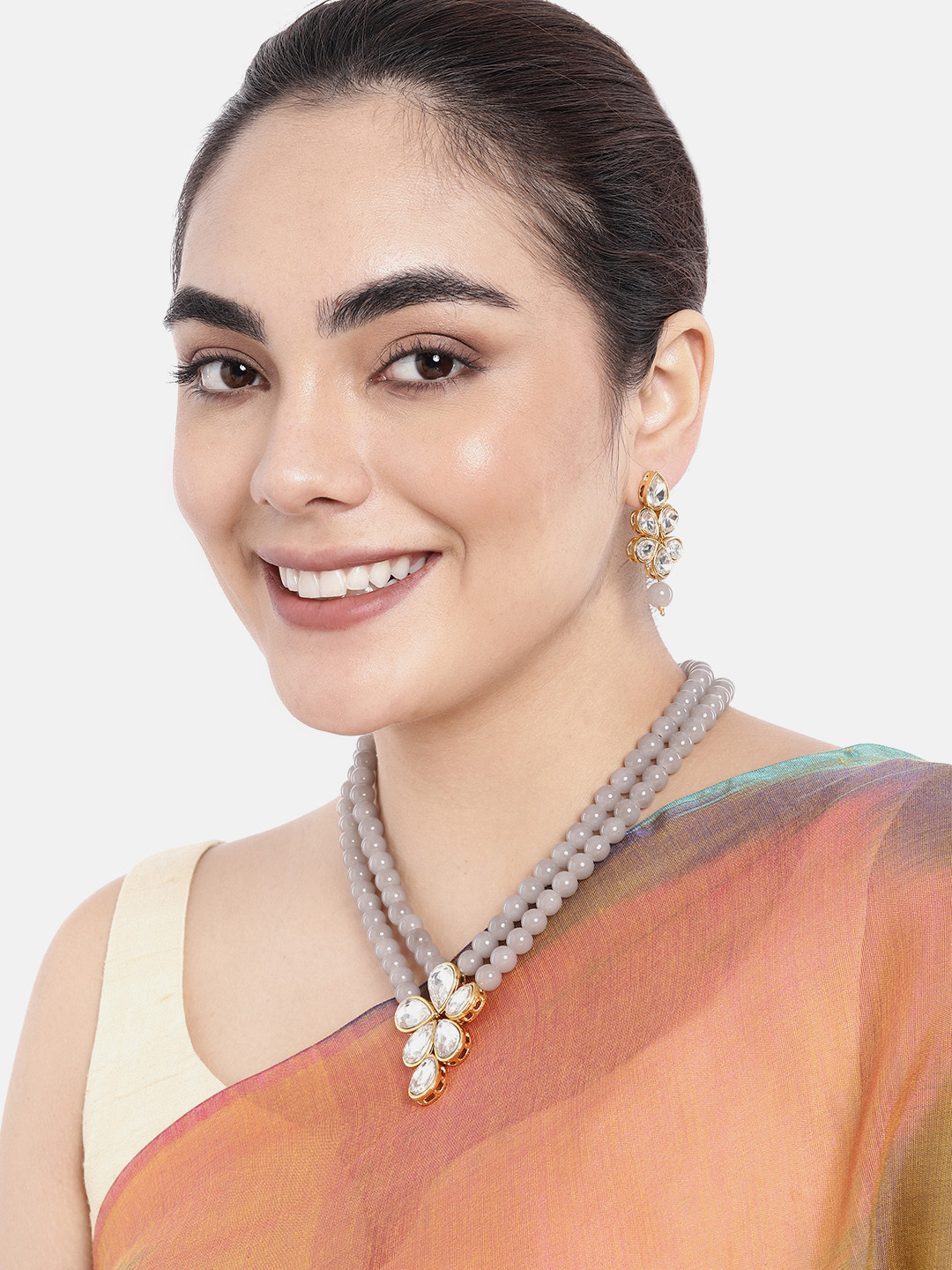 Peora Grey Gold-Plated Jewellery Set