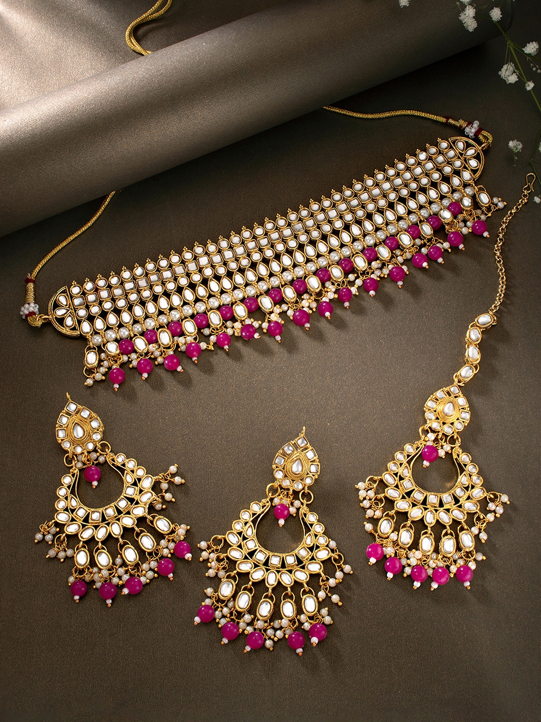 Magenta choker set discount