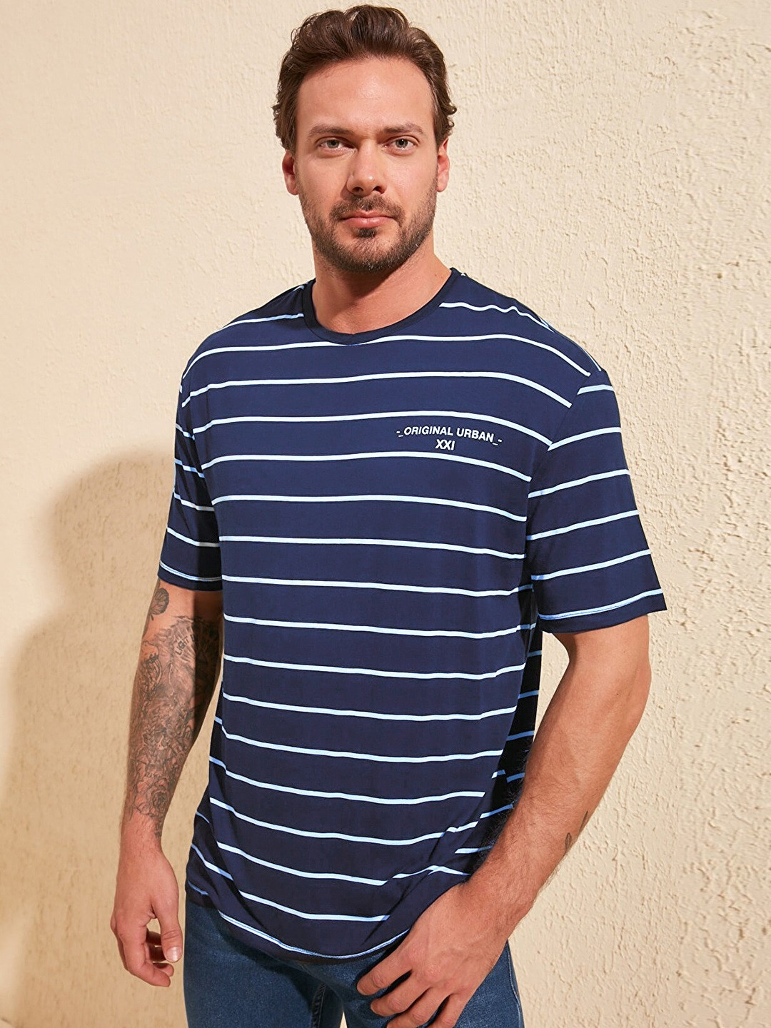 Trendyol Men Striped Loose T-shirt