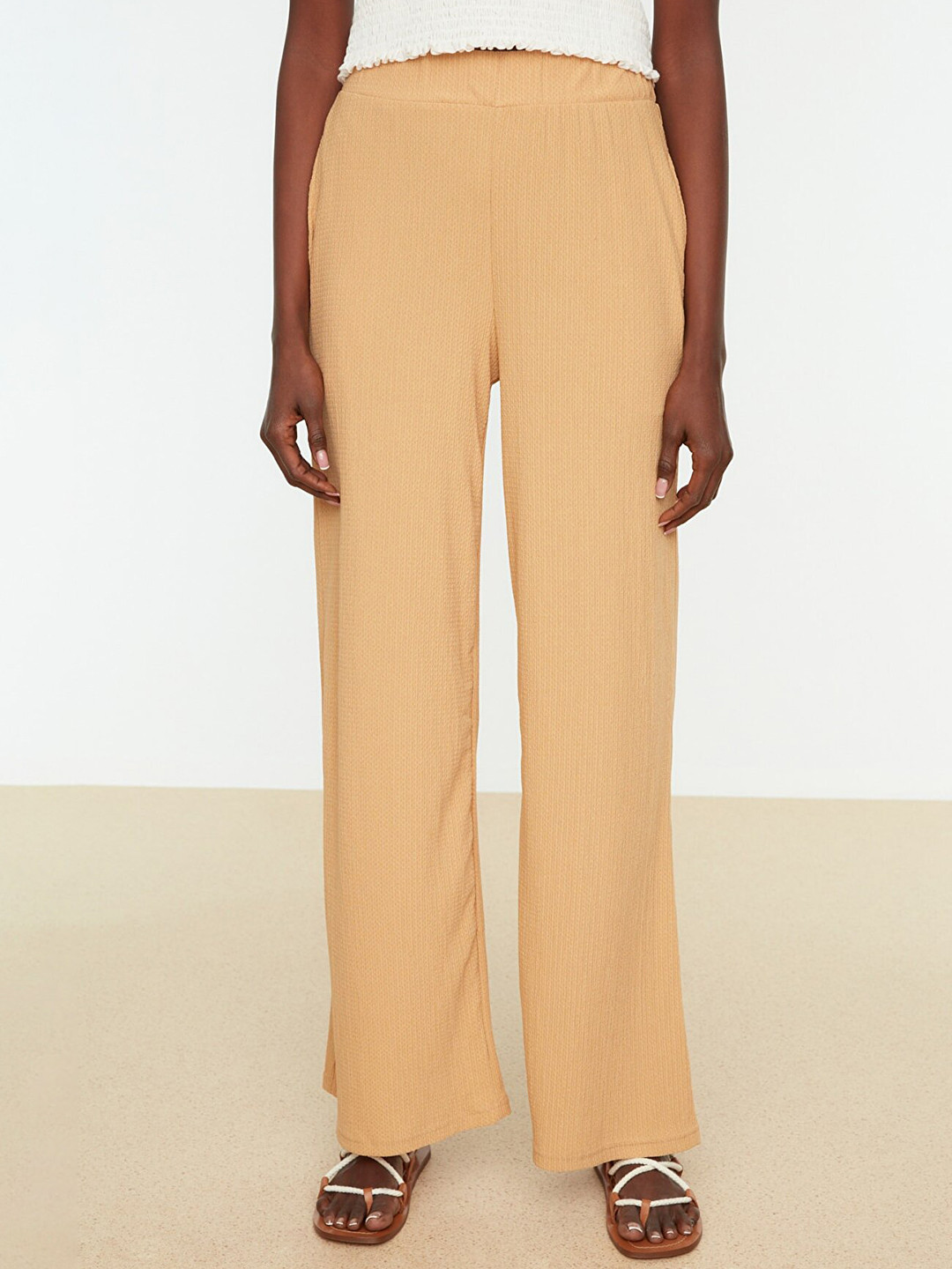 Trendyol Women Khaki Solid Parallel Trousers