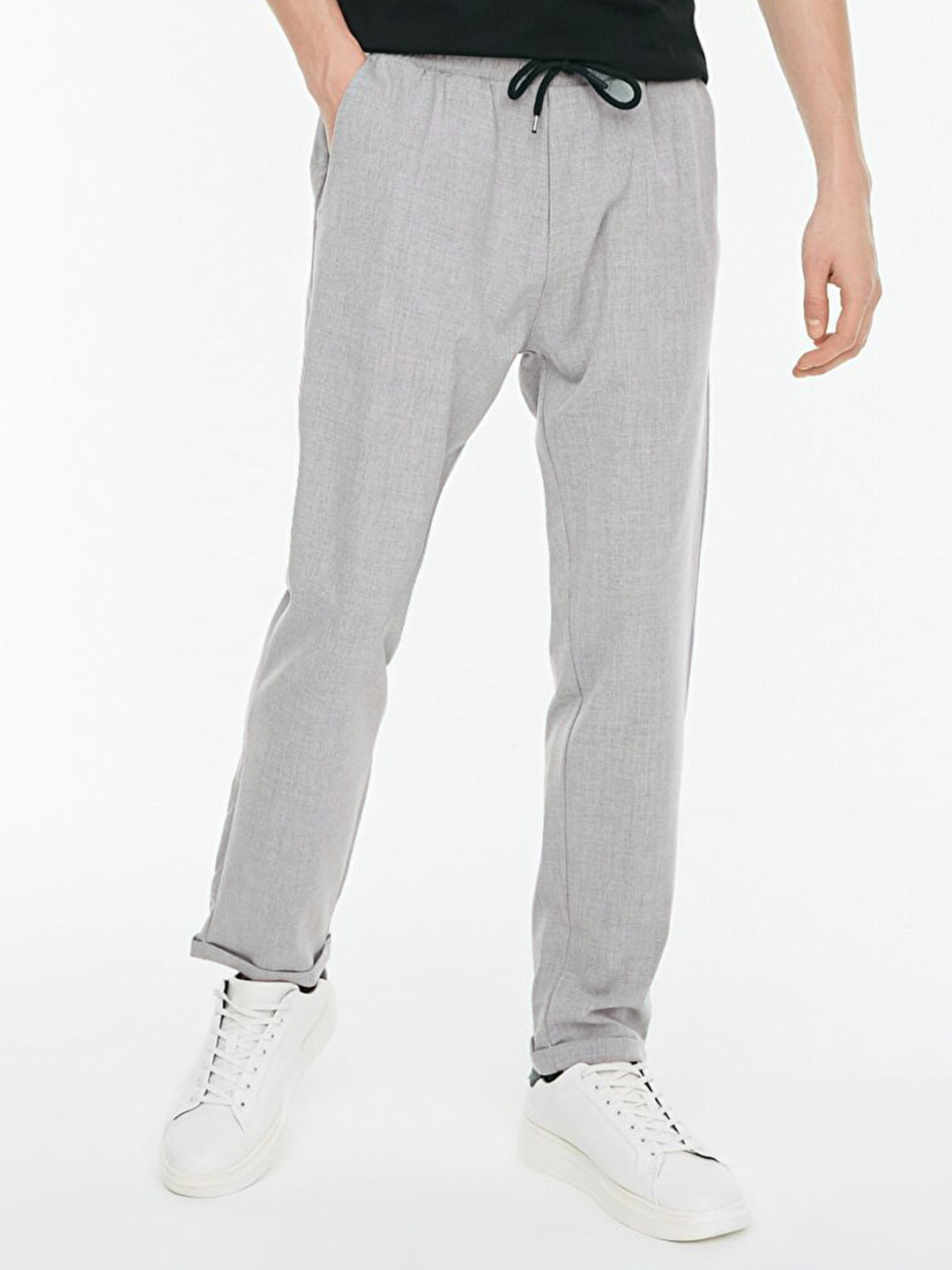 Trendyol Men Grey Solid Trousers