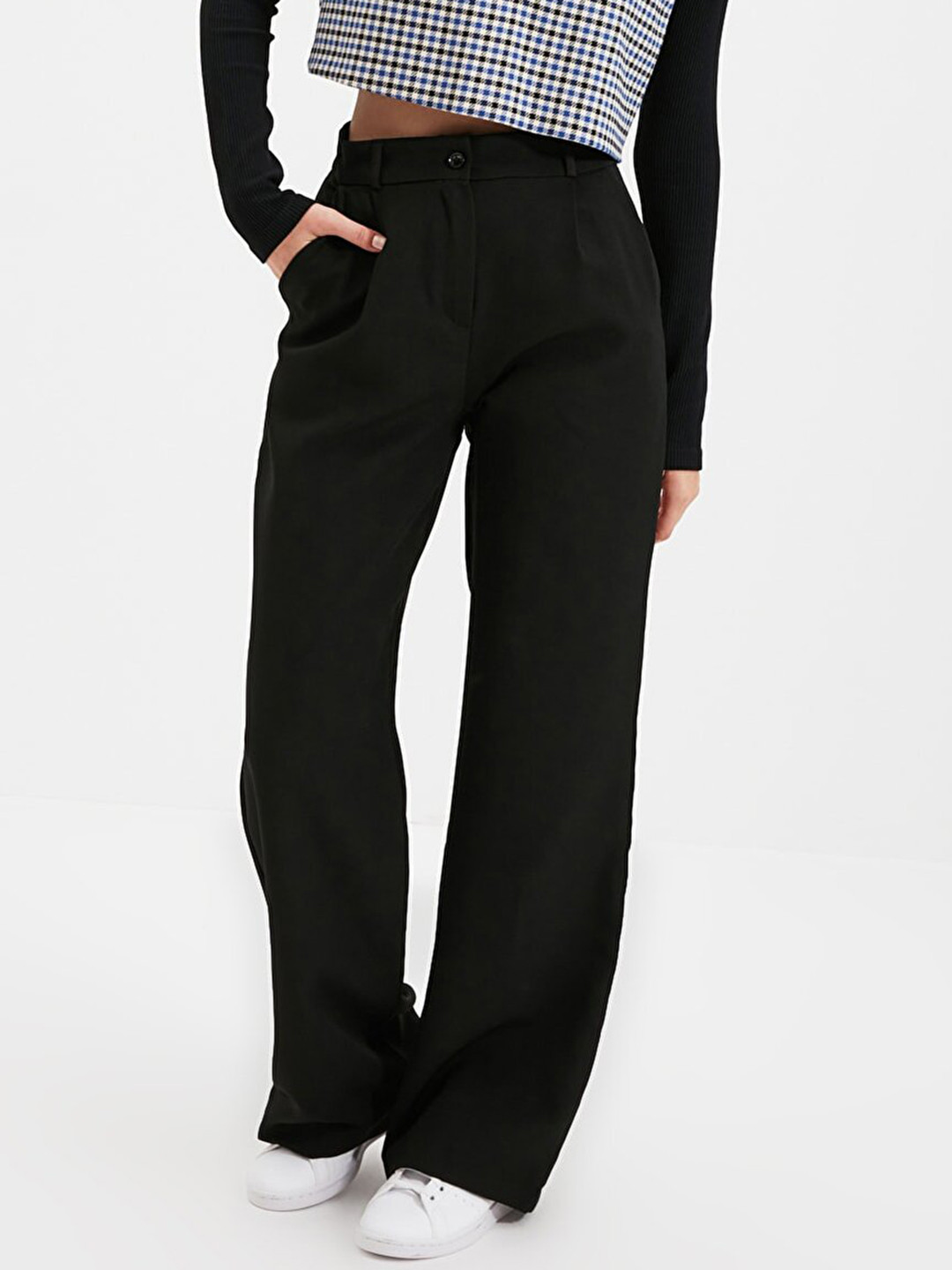 Trendyol Women Black High Rise Trousers