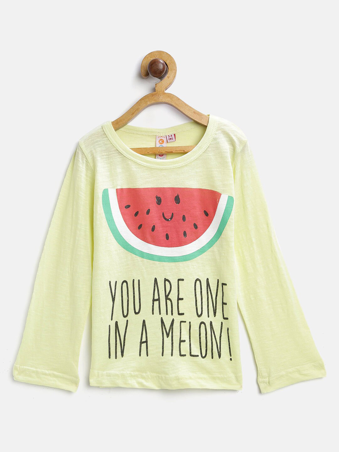 Kids On Board Girls Yellow Print Cotton Top