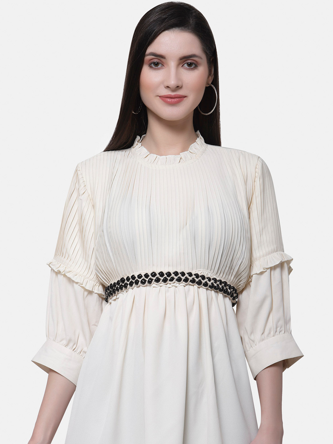 Anekaant Women Off White & Black Braided Belt