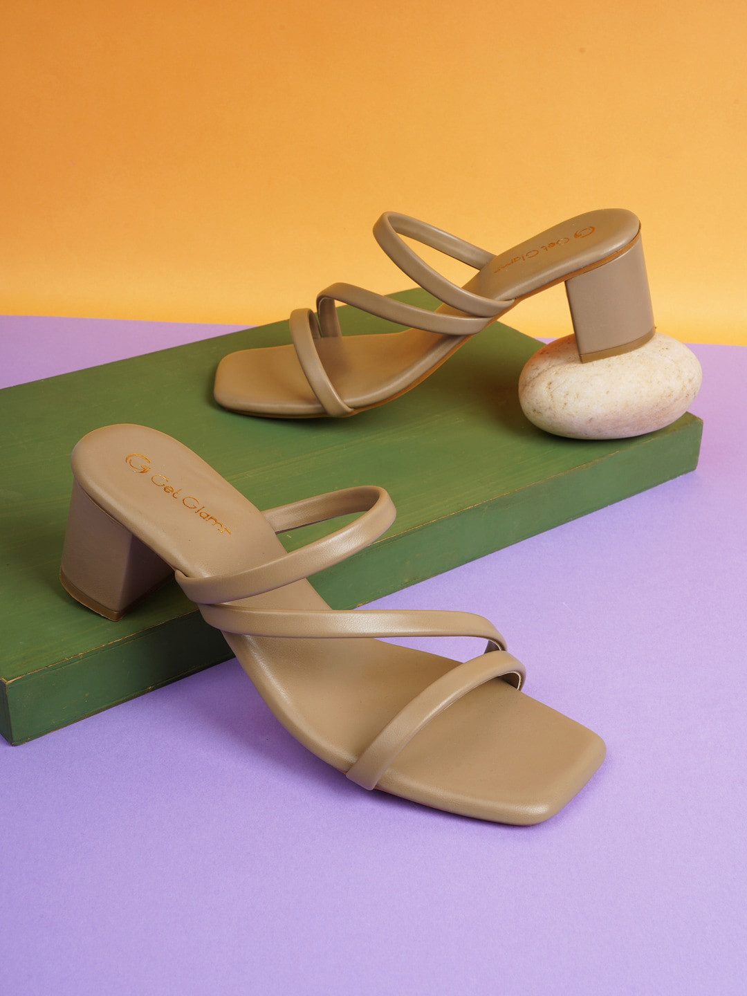 Get Glamr Beige Block Heels