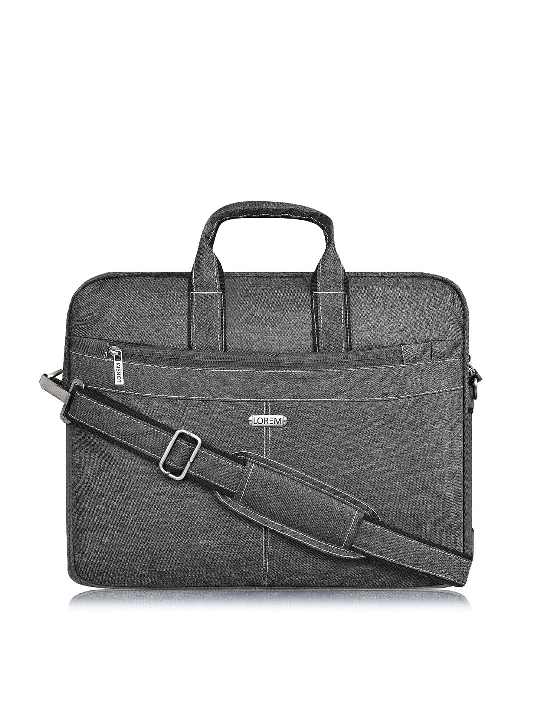 LOREM Unisex Grey & Silver-Toned Messenger Bag