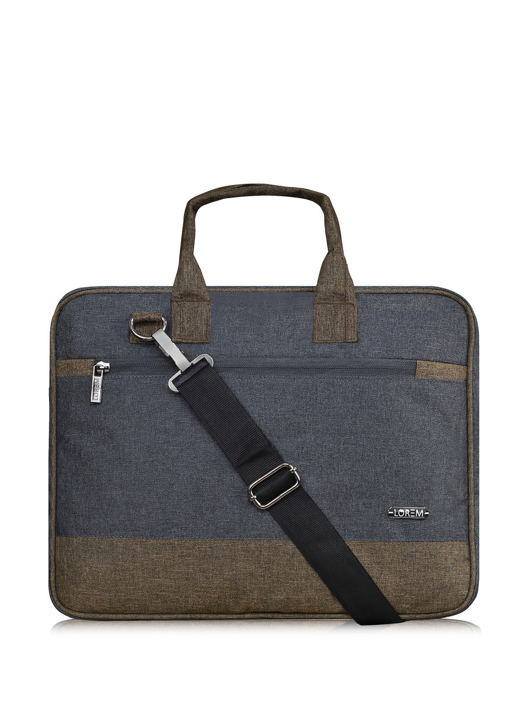 LOREM Unisex Khaki & Grey Textured Messenger Bag
