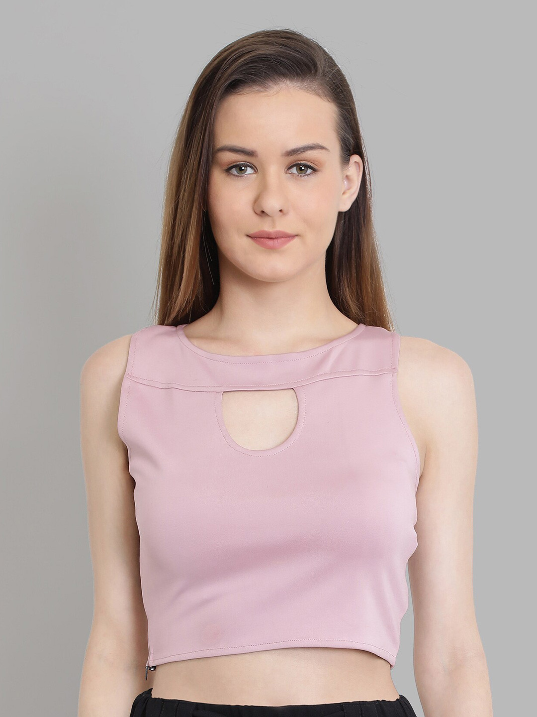CHIMPAAANZEE Pink Cut-Out Tank Crop Top