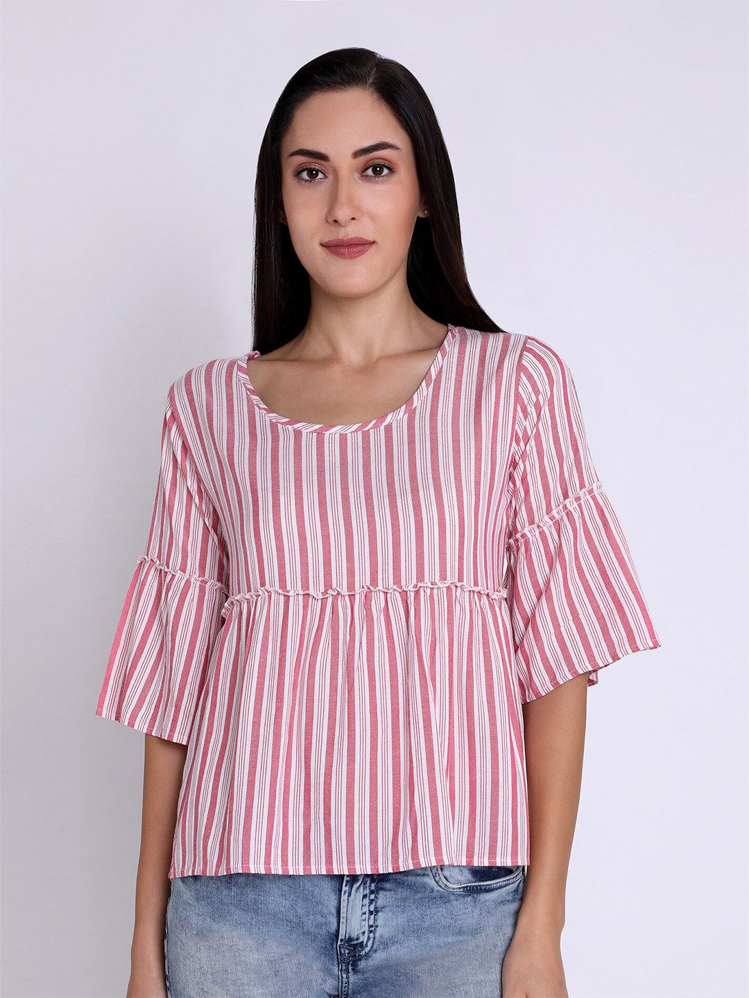 CHIMPAAANZEE Pink & White Striped Top