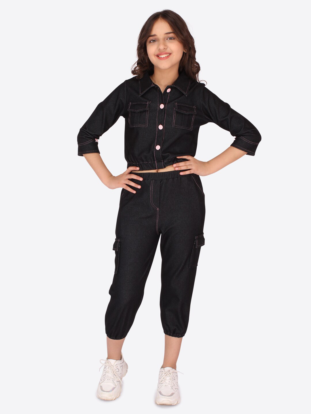 CUTECUMBER Girls Black Shirt with Capris