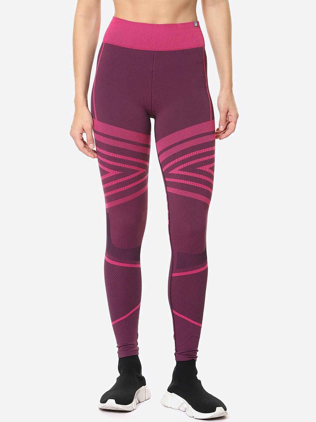 ASICS Women Purple & Pink Printed WOSEAMLESS Tights