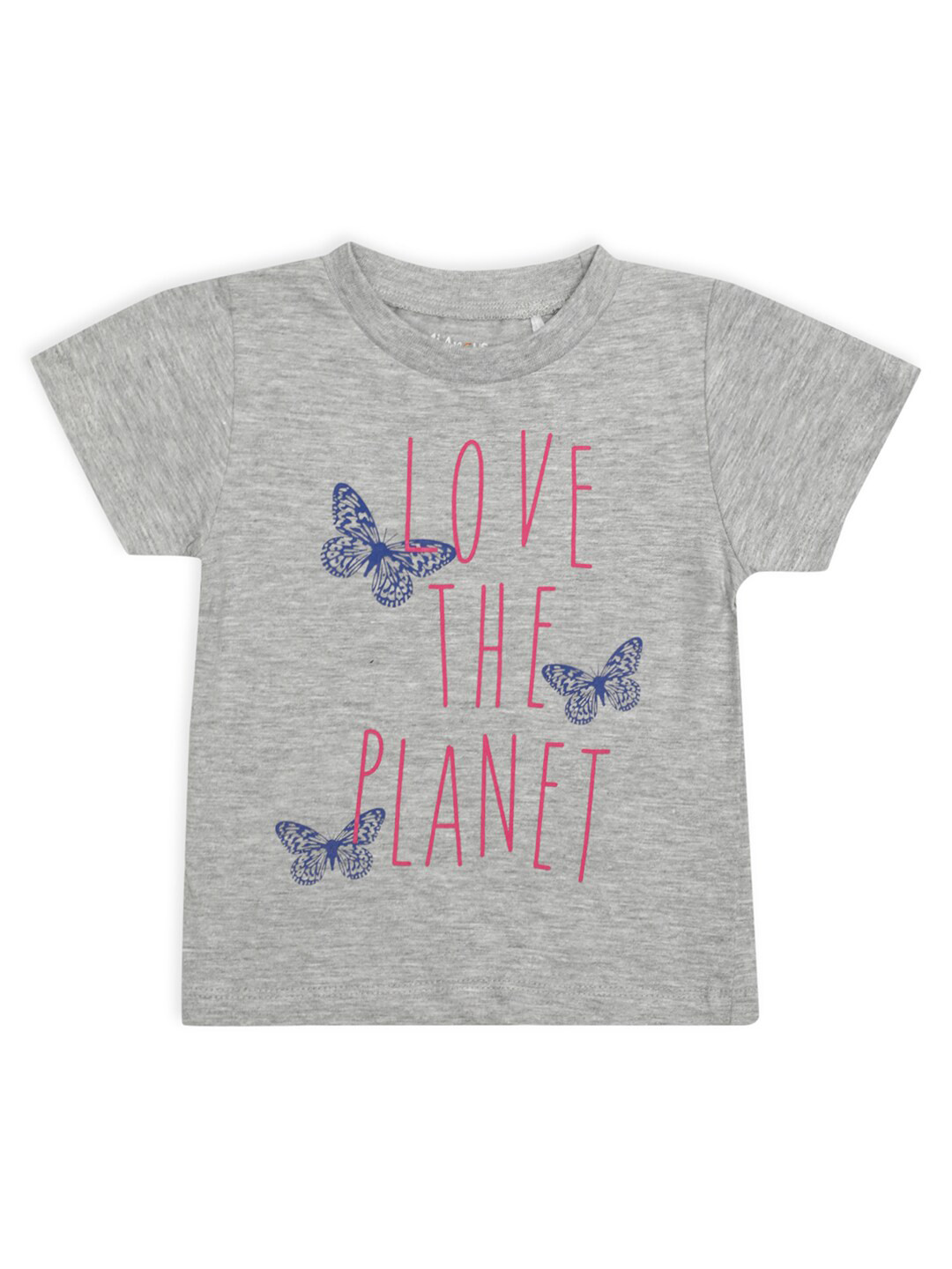 MiArcus Kids Grey Typography Printed T-shirt
