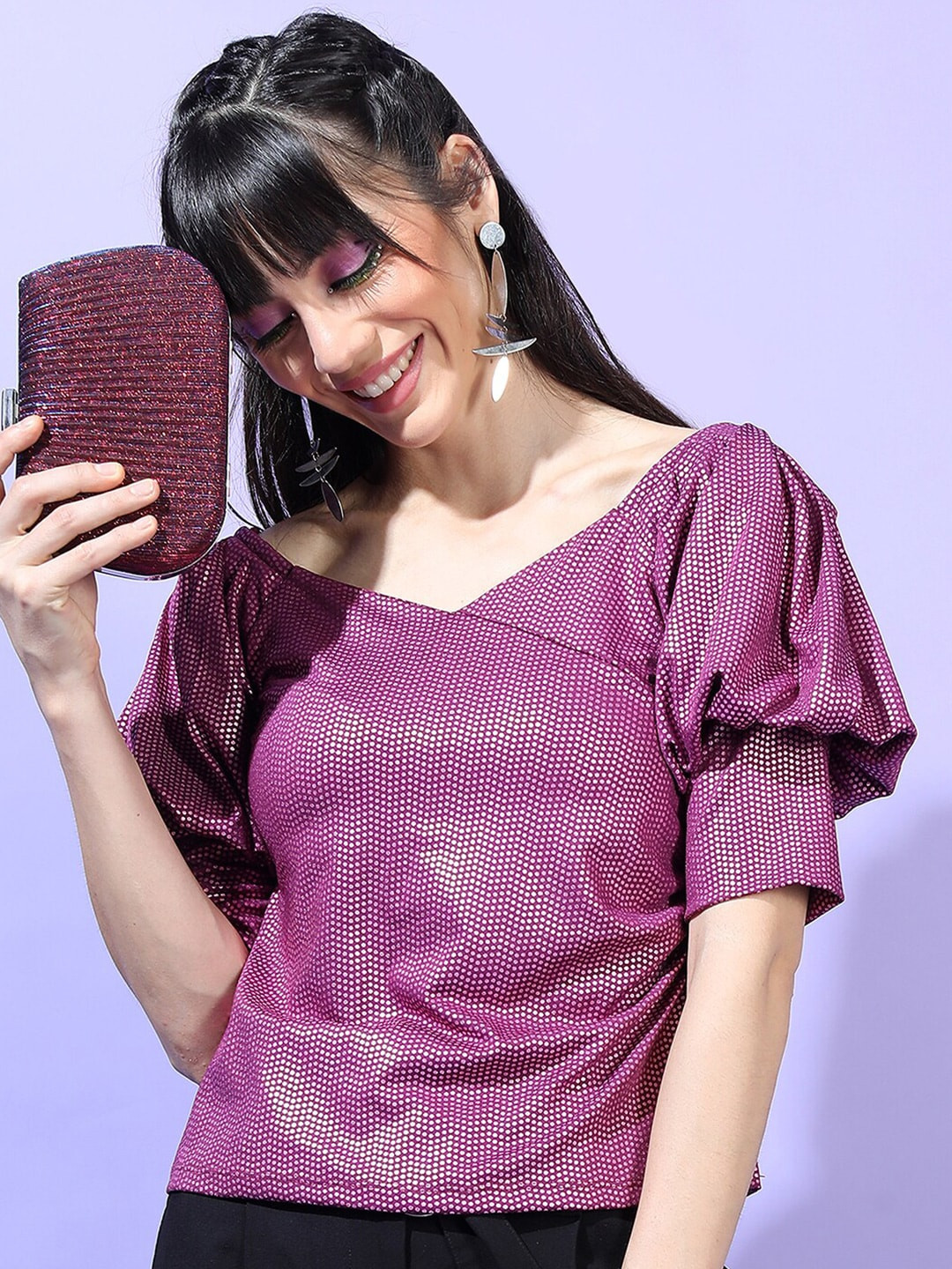 Tokyo Talkies Women Magenta Printed Top