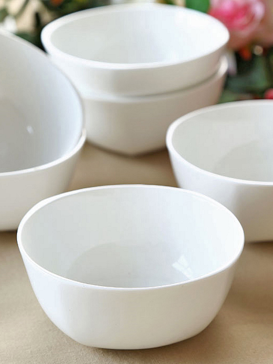 CLAY CRAFT Set Of 4 White Ceramic Bowl set