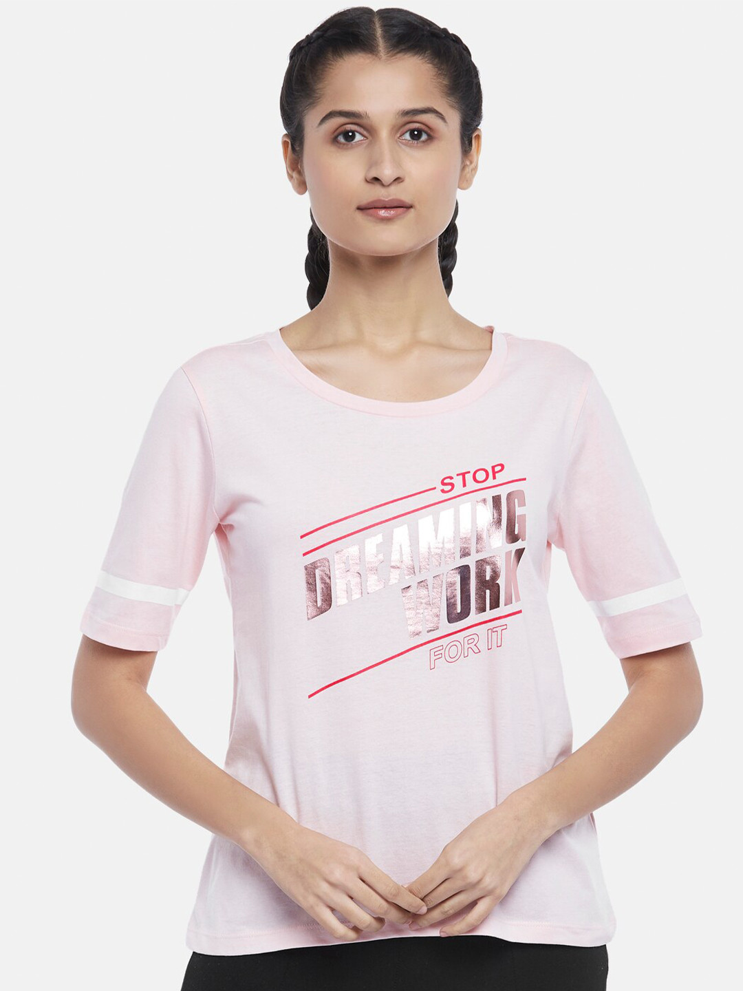 Ajile by Pantaloons Women Pink Printed Outdoor Sports T-shirt