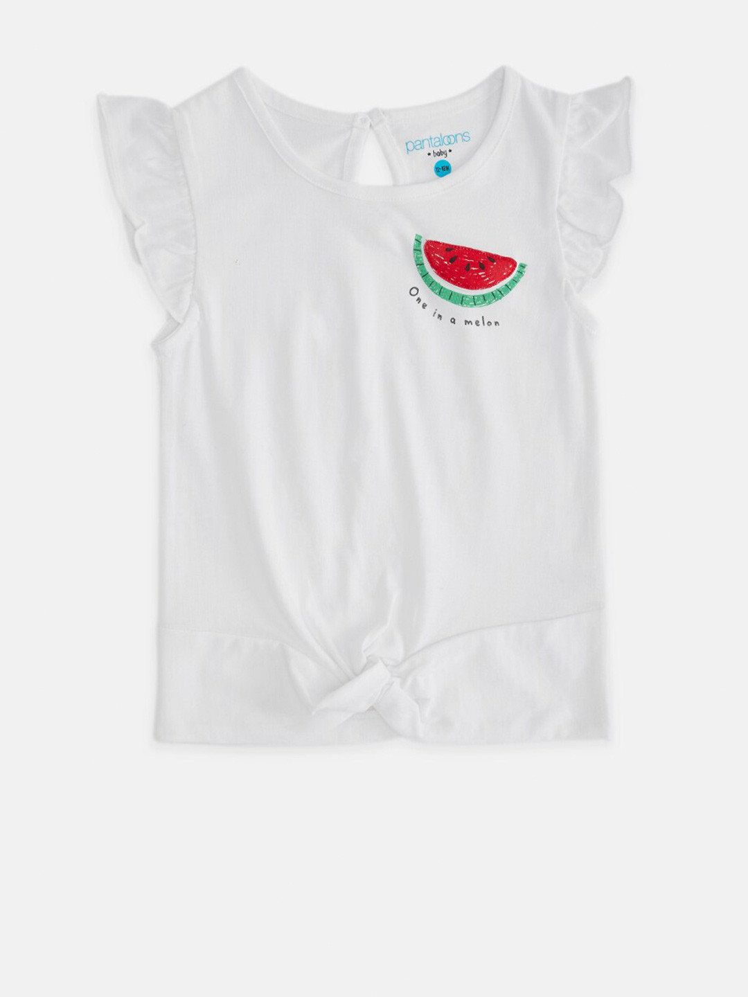 Pantaloons Baby Girls White & Red Printed T-shirt