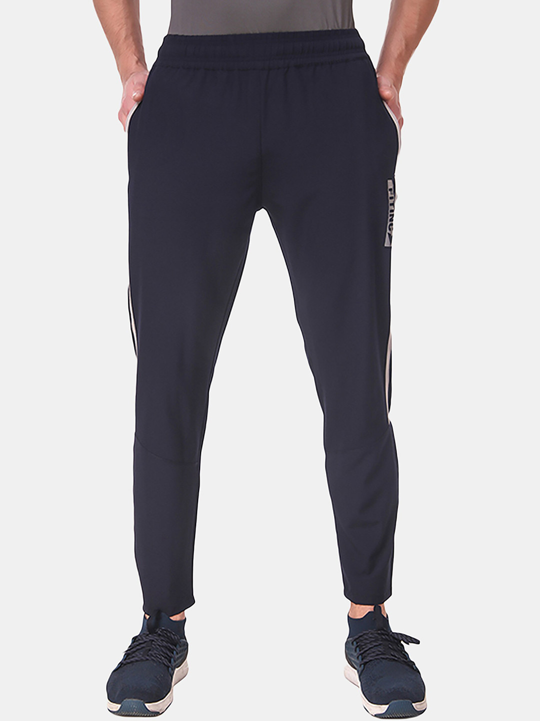 FITINC Men Navy Blue Solid Dry Fit Light Weight Track Pants