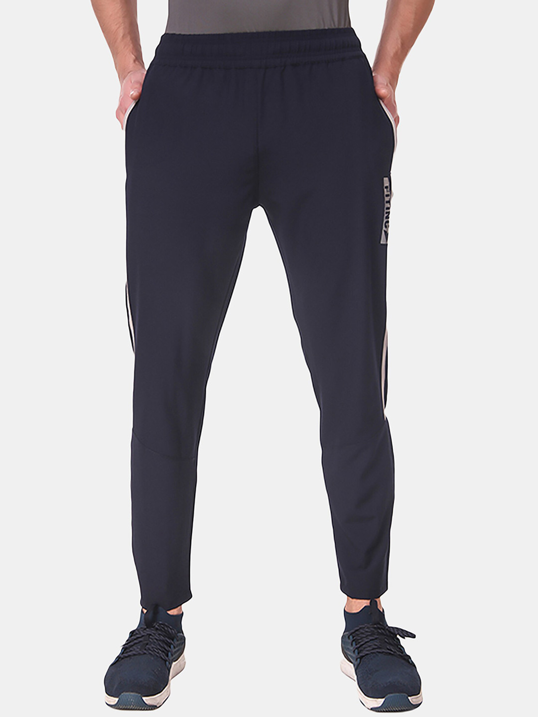FITINC Men Navy Blue Solid Relaxed-Fit Track Pants