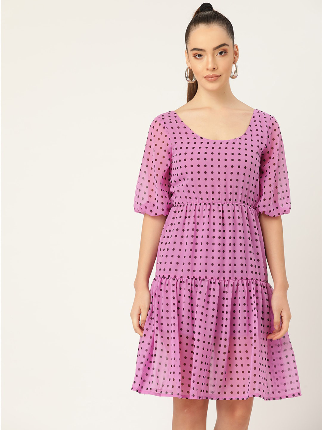 DODO & MOA Violet Polka Dot A-Line Dress