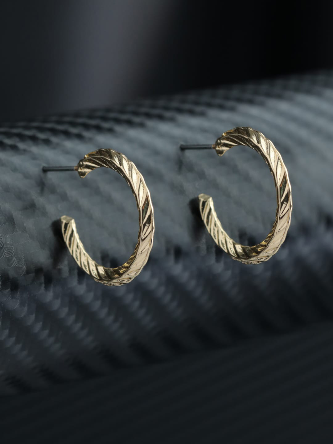 Priyaasi Gold-Toned Contemporary Mini Half Hoop Earrings