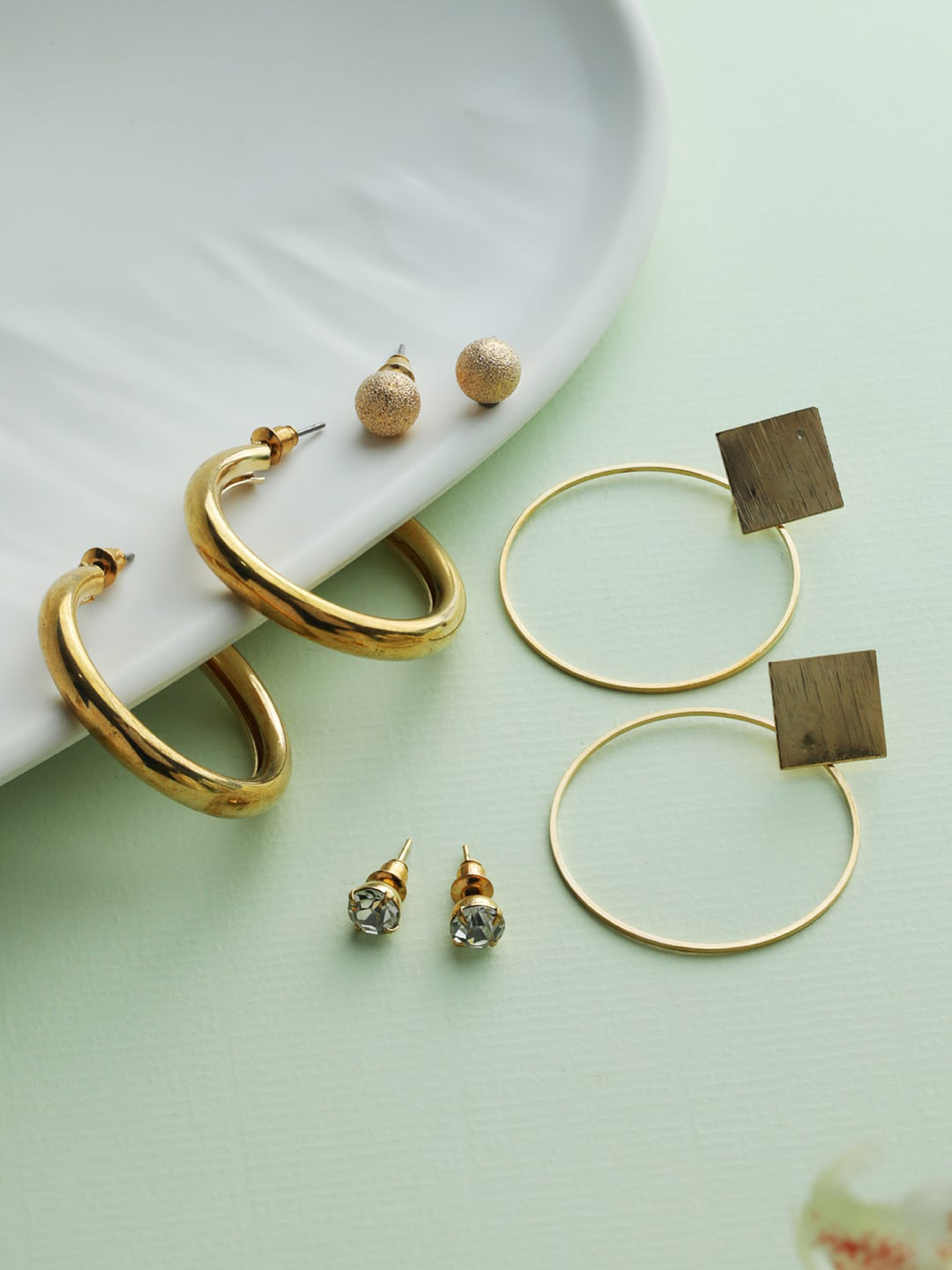 Priyaasi Rose Gold Pack Of 6 Earrings