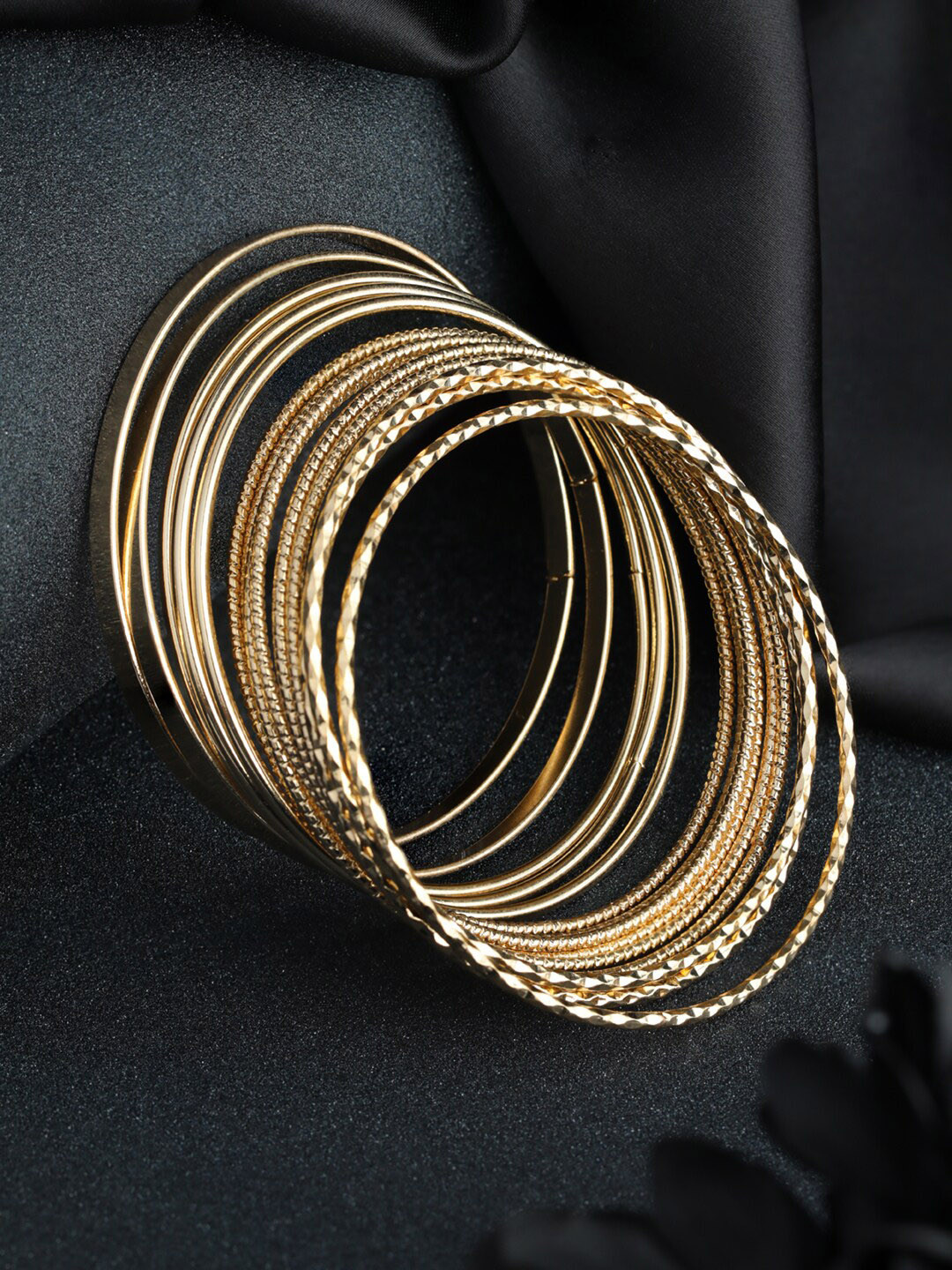 Priyaasi Set Of 14 Rose Gold-Plated Bangles