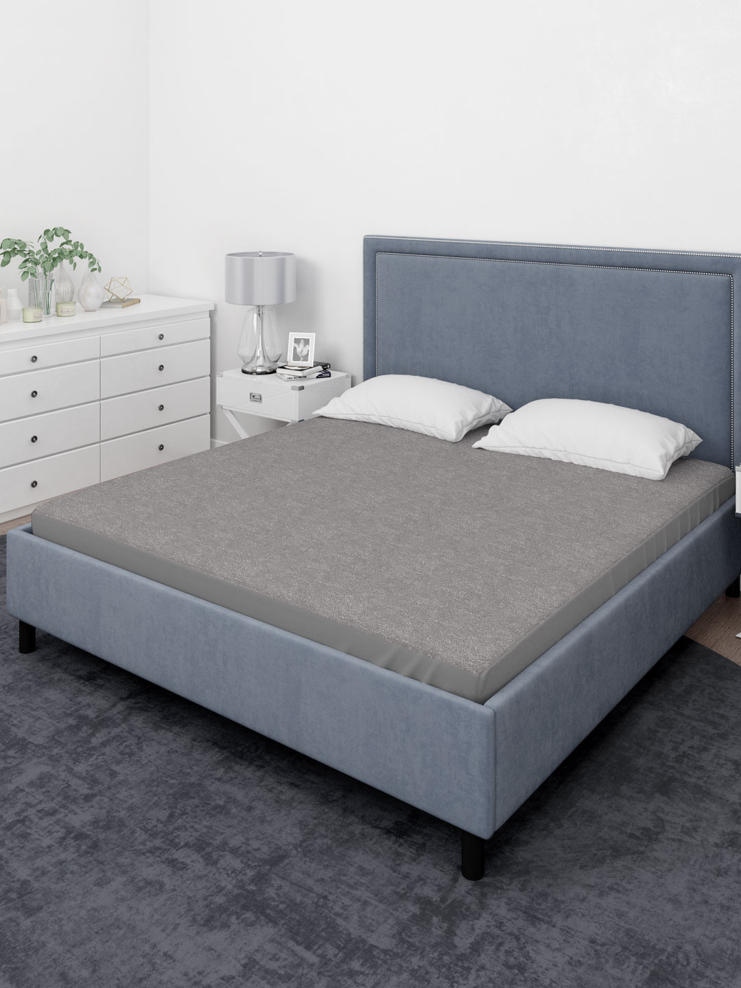 Aura Grey Queen Size Double Bed Waterproof Mattress Protector