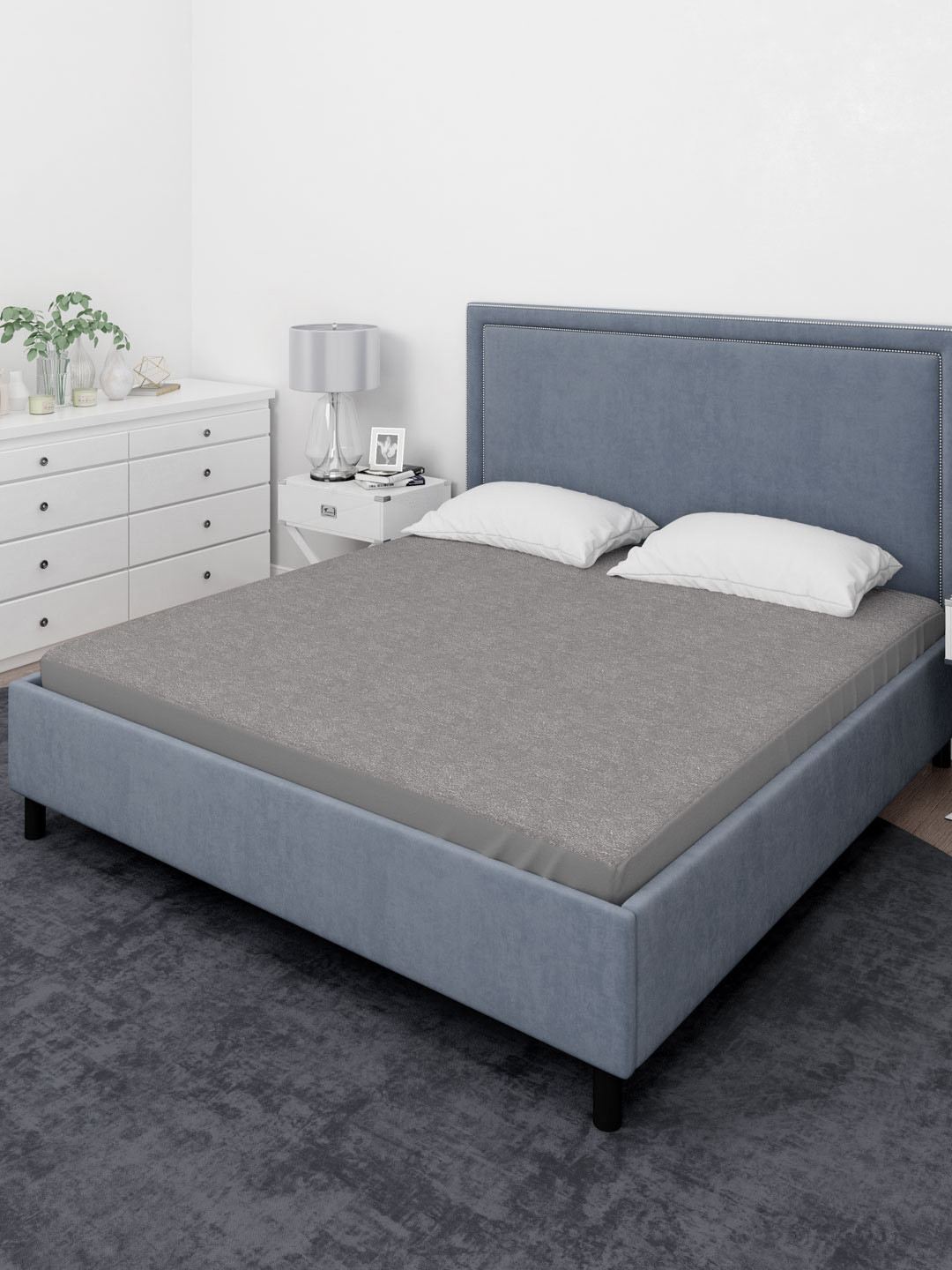 Aura Grey Queen Size Double Bed Waterproof Mattress Protector