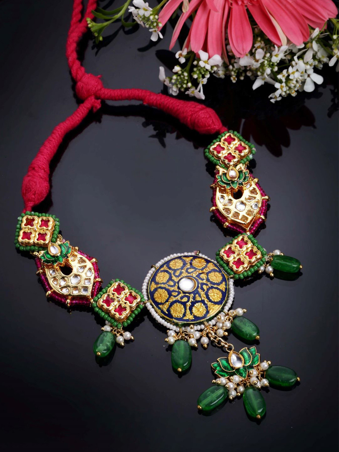 DUGRISTYLE Gold-Toned & Blue Sterling Silver Gold-Plated Necklace