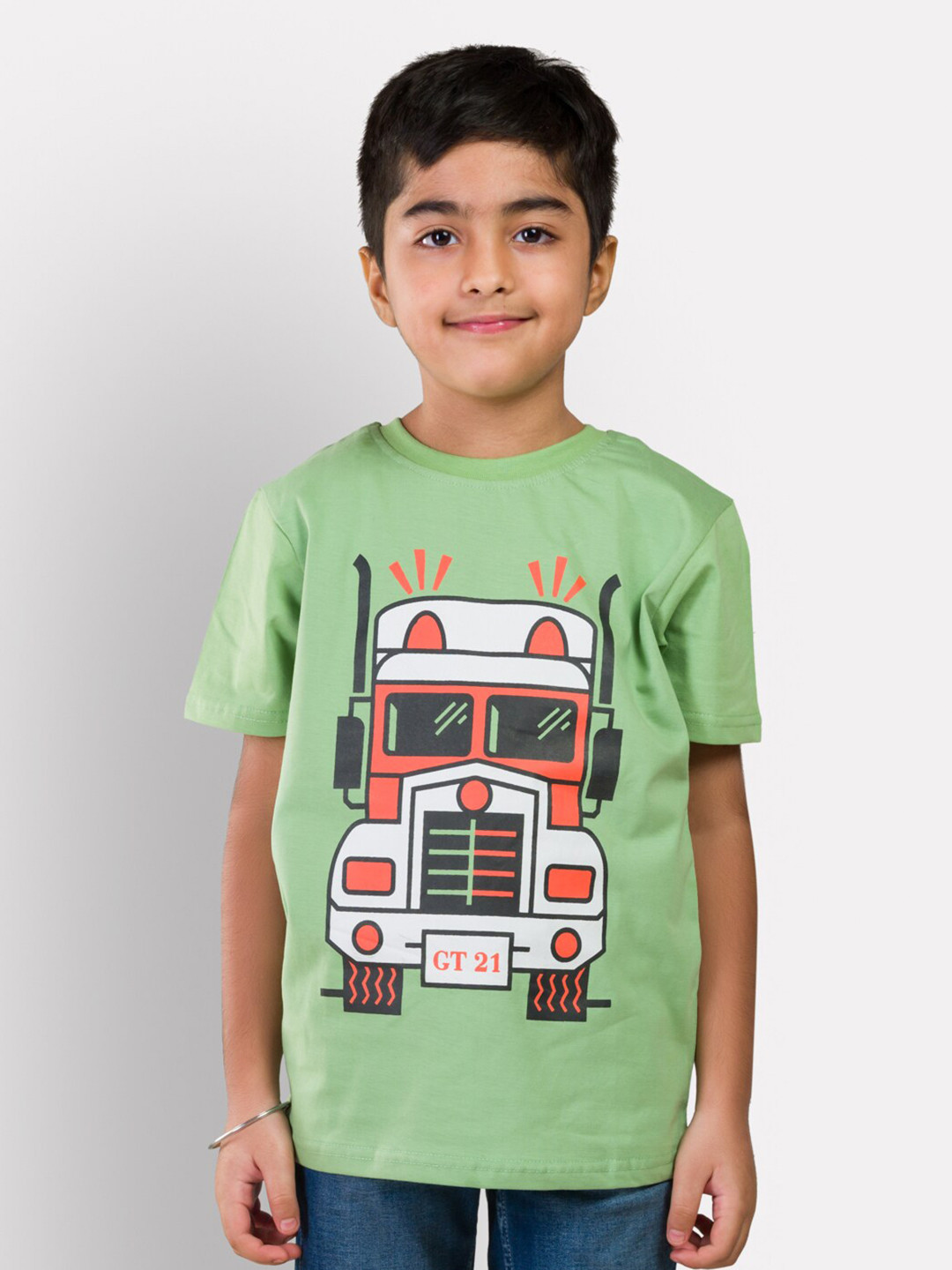 Growing Tree Kids Green & Red Printed Outdoor T-shirt