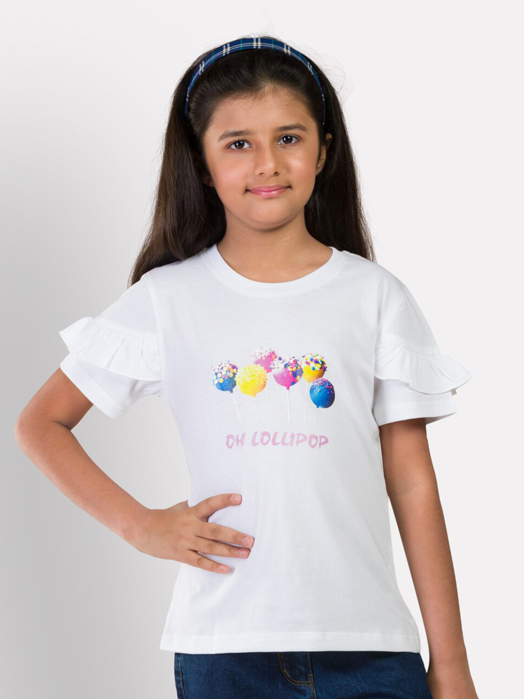 Growing Tree Girls White Printed Top