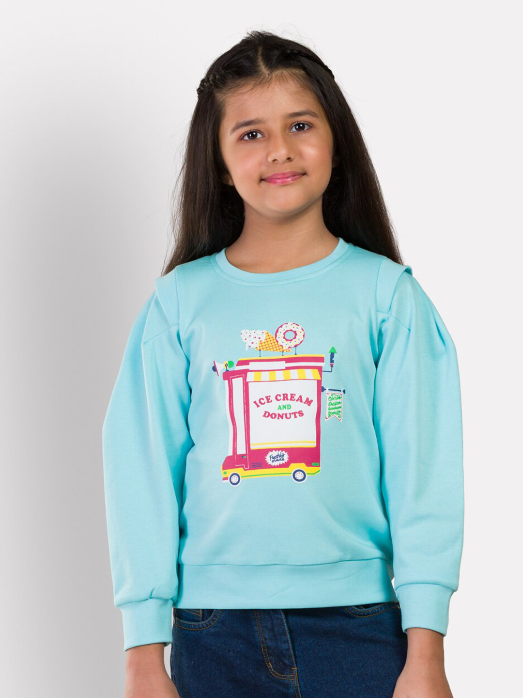 Growing Tree Girls Blue Pure Cotton Print Top