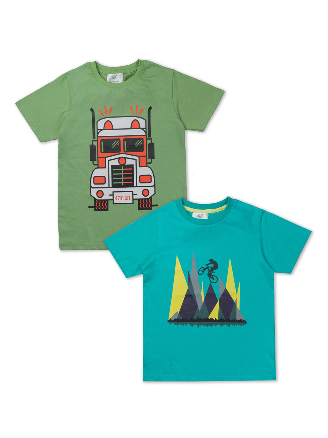Growing Tree Kids Green & Blue 2 Printed Outdoor T-shirt