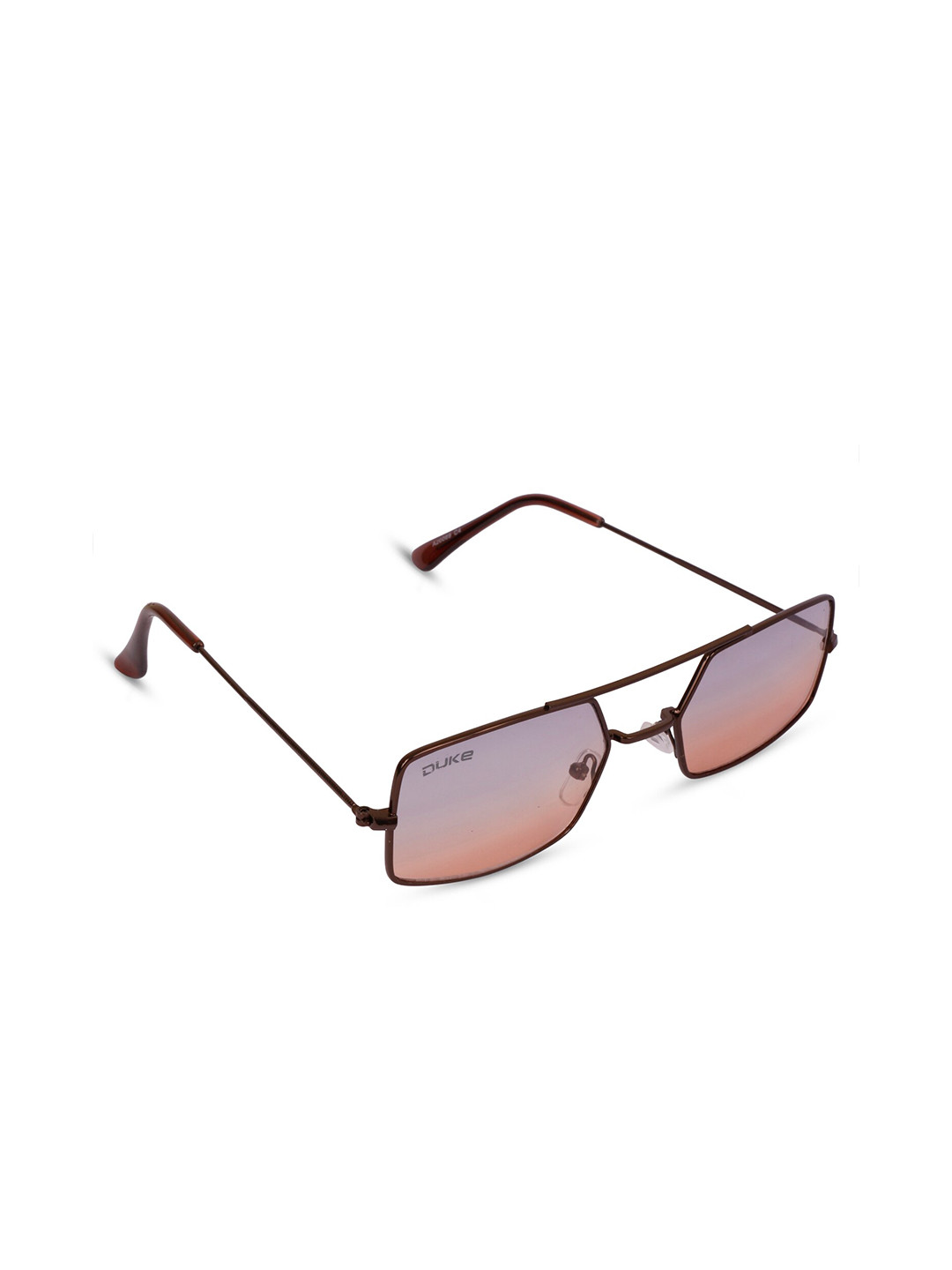 Duke Unisex Mirrored Lens & Brown Rectangle Sunglasses with UV Protected Lens