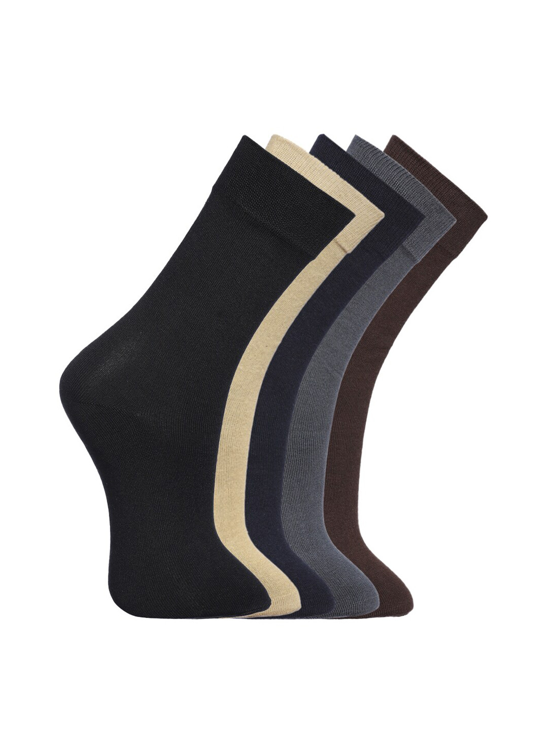 MARC Men Assorted Pack of 5 Cotton Calf-Length Socks