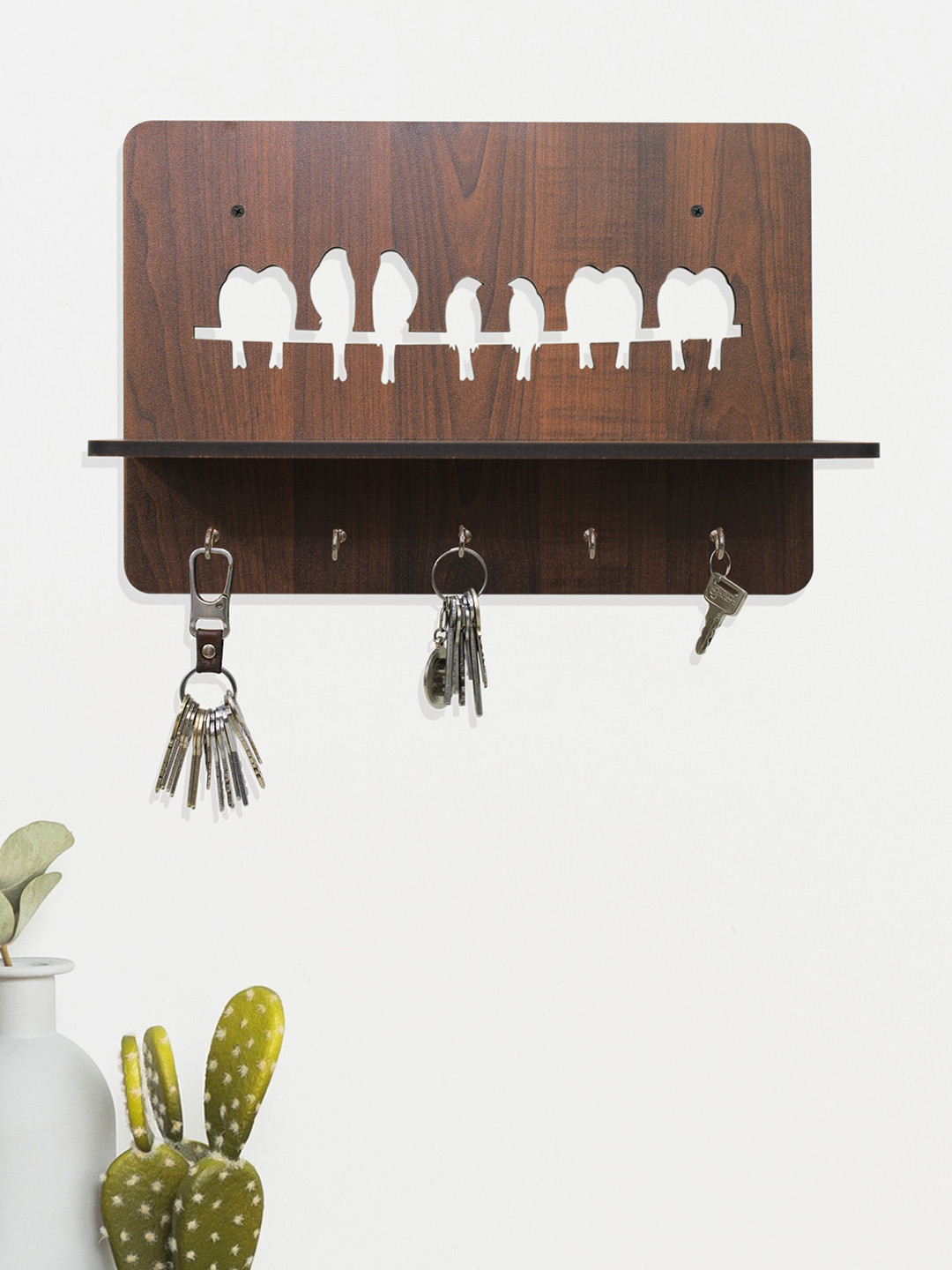 RANDOM Coffee Brown Birds Family Key Holder