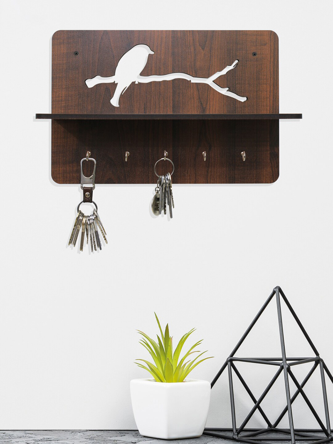 RANDOM Coffee Brown Single Bird Key Holders with 5 Hooks
