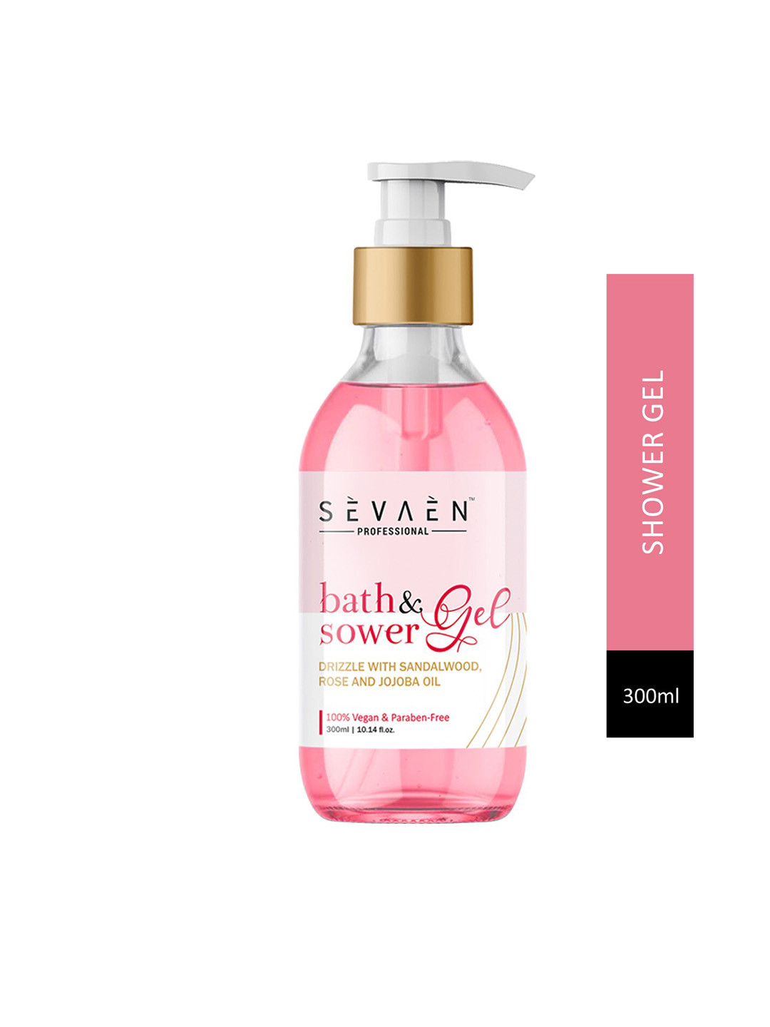 SEVAEN Bath & Shower Gel - Drizzle with Sandalwood, Rose & Jojoba Oil - 300ml