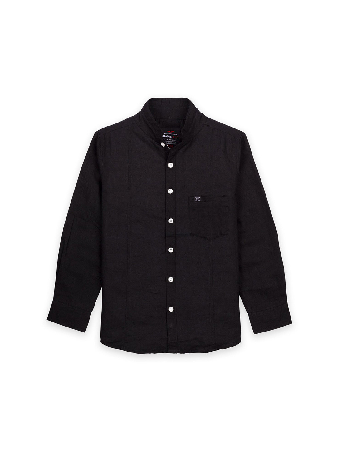 Status Quo Boys Black Classic Cotton Casual Shirt