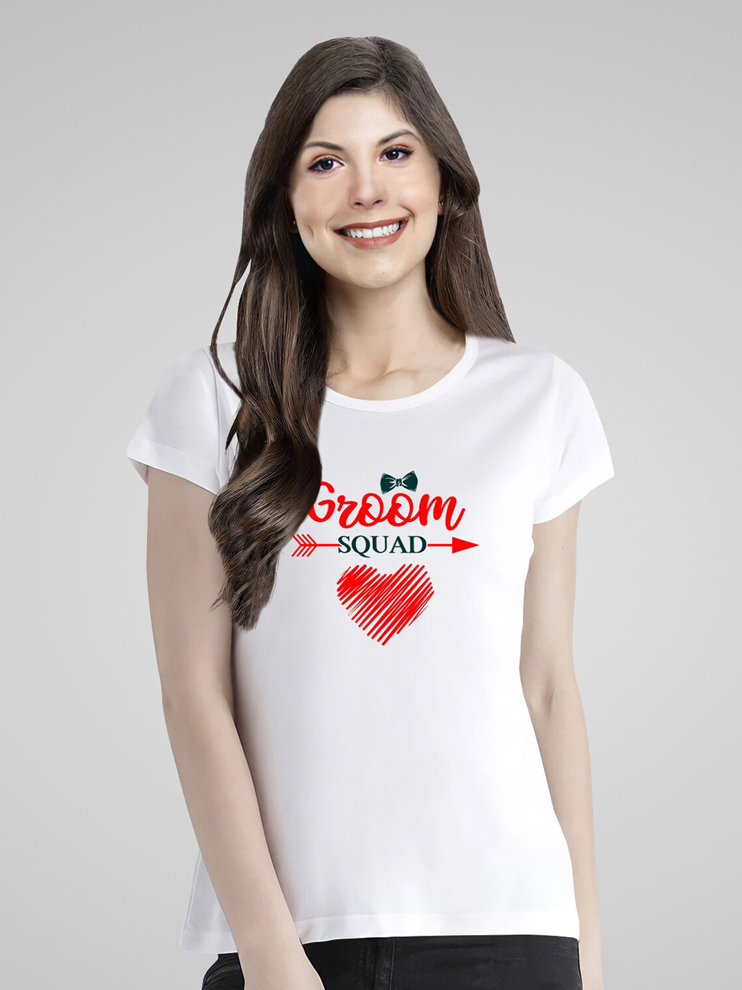 Pootlu Women White Typography Printed T-shirt 100% Cotton