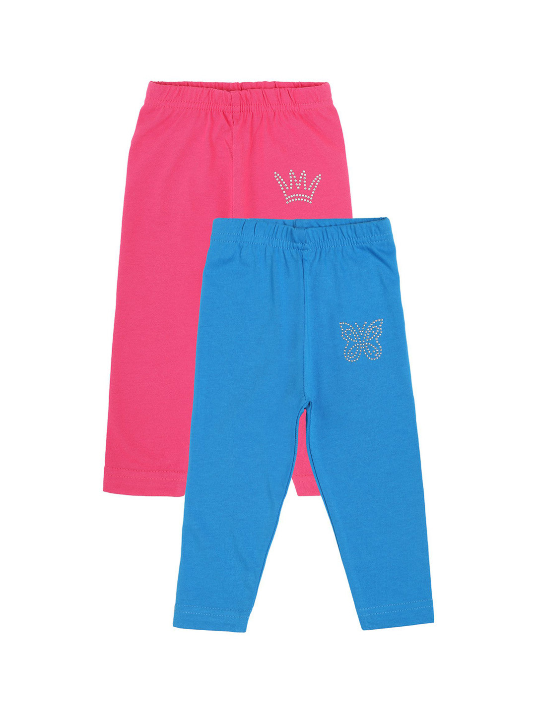 Bodycare Kids Girls Pack of 2 Fuchsia & Blue Track Pants