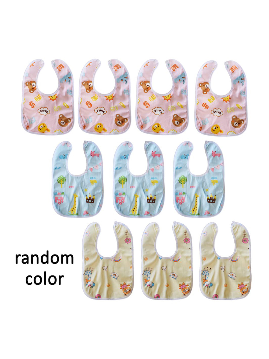 SYGA Infants Kids Set Of 5 Absorbent Adjustable Soft Bibs