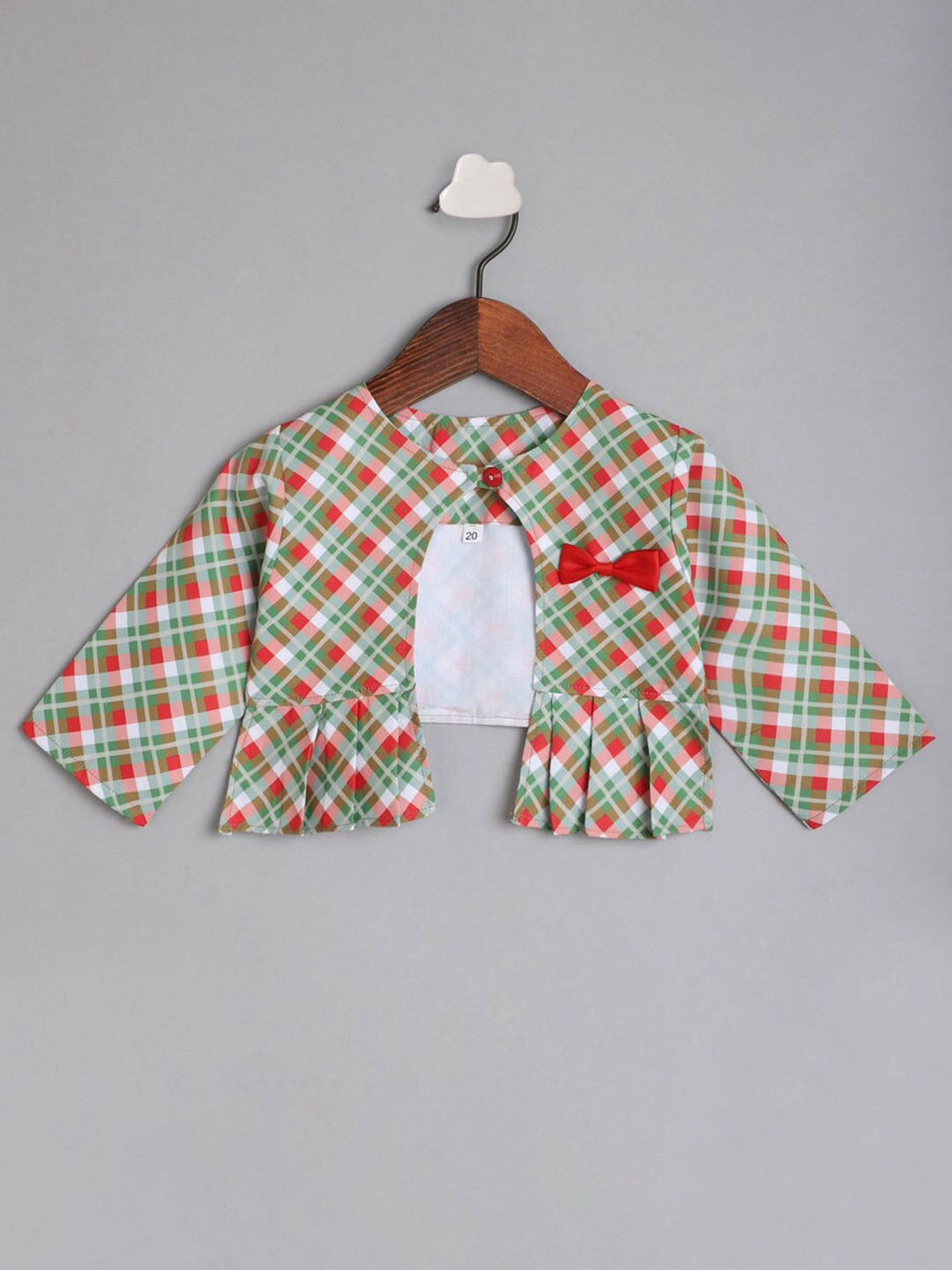 The Magic Wand Girls Green & Red Checked Shrug
