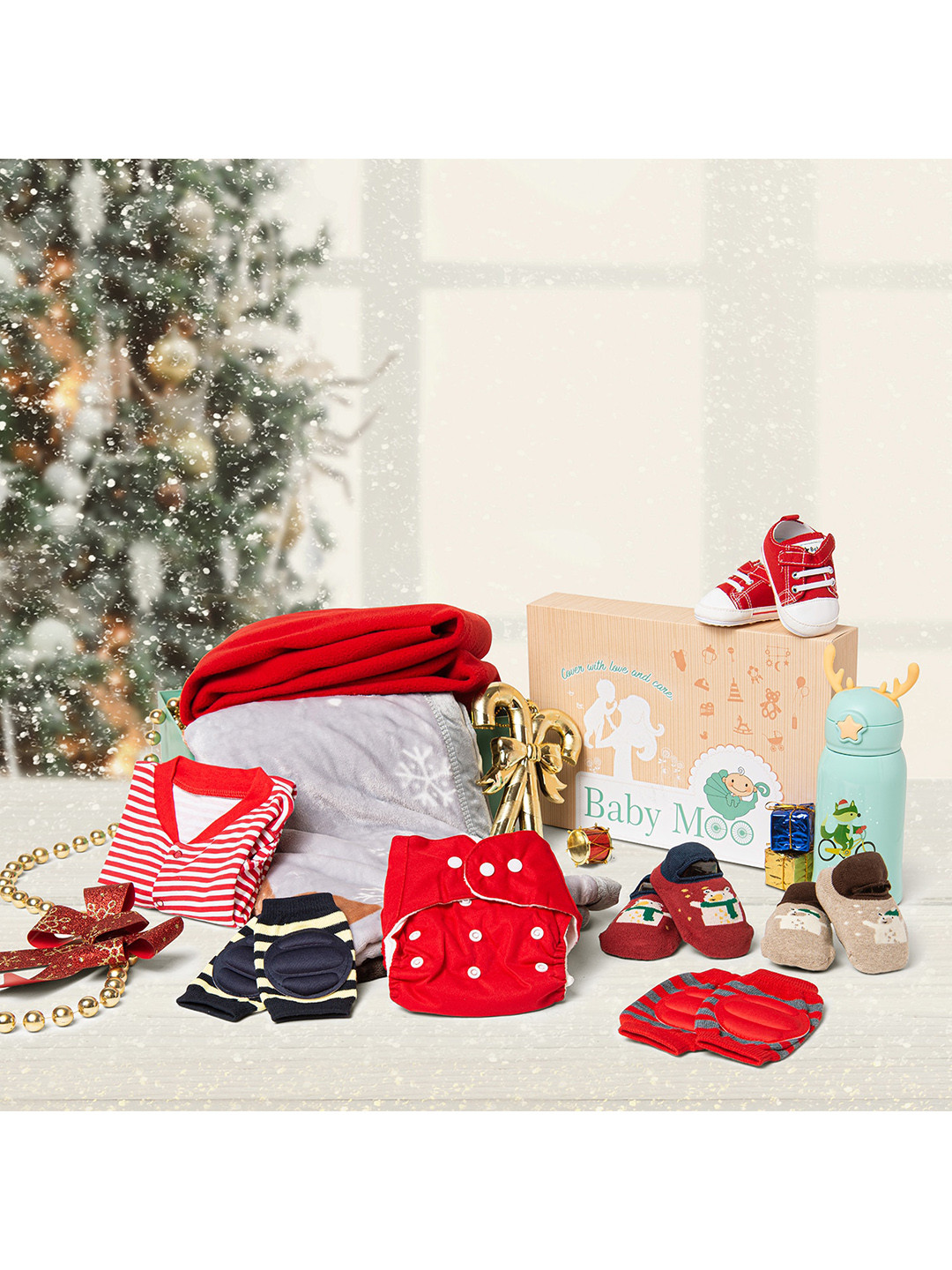 Baby Moo Red & White Baby Apparel Gift Set