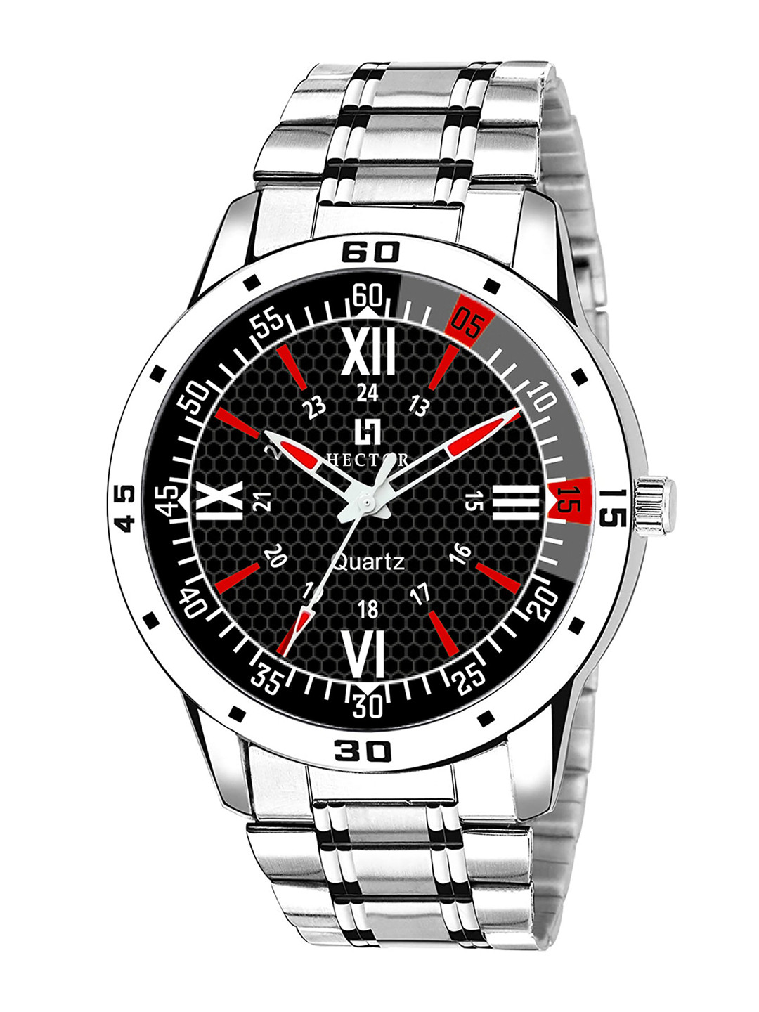 HECTOR Men Silver-Toned Dial & Silver Toned Bracelet Style Straps Analogue Watch HC102